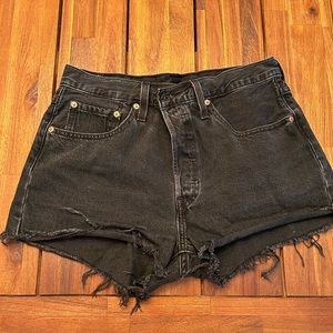 Black Levi Distressed Jean Shorts